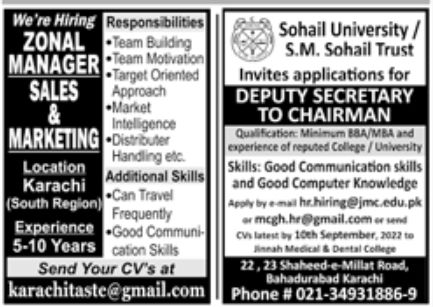 Jang Jobs 28 August 2022