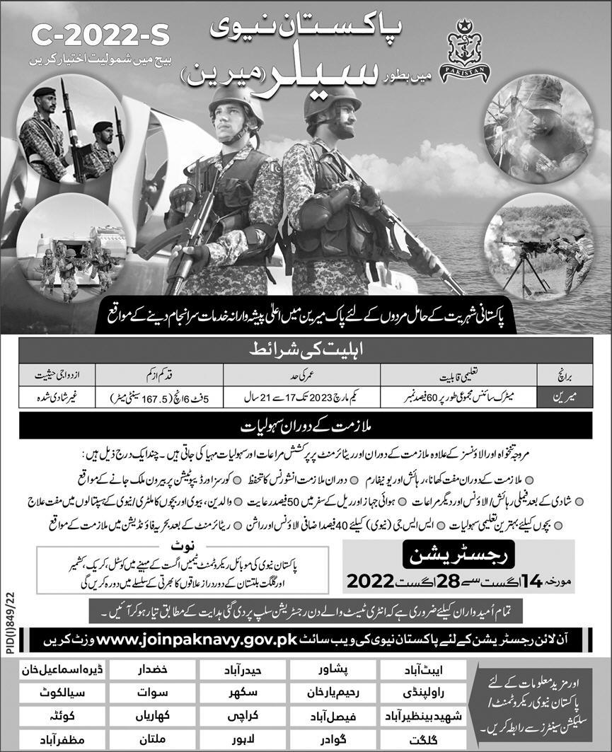 Pakistan Navy Jobs August 2022