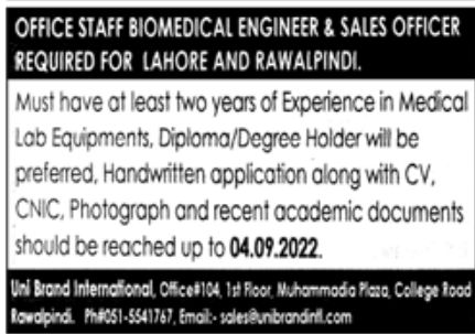 Private Sector Lahore August Jobs 2022
