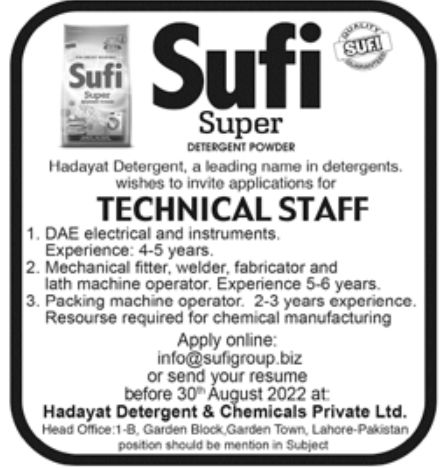 Sufi Super Jobs August 2022