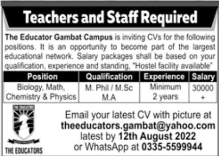 The Educators Jobs August 2022