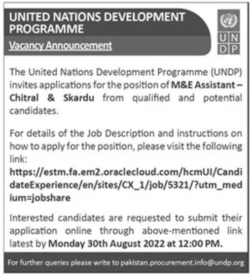 United Nations Development Programme Jobs August 2022