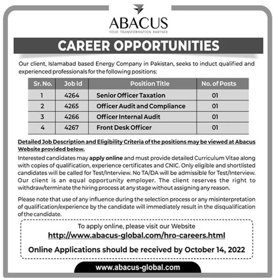 ABACUS Jobs September 2022