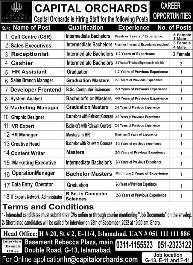 Capital Orchards Jobs September 2022
