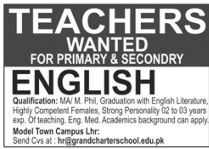 Grand Charter School Jobs September 2022