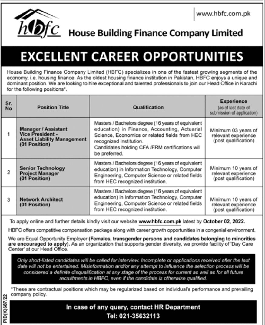 House Building Finance Company Limited HBFC Jobs September 2022