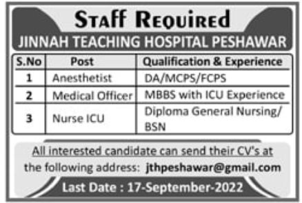Jinnah Teaching Hospital Jobs September 2022