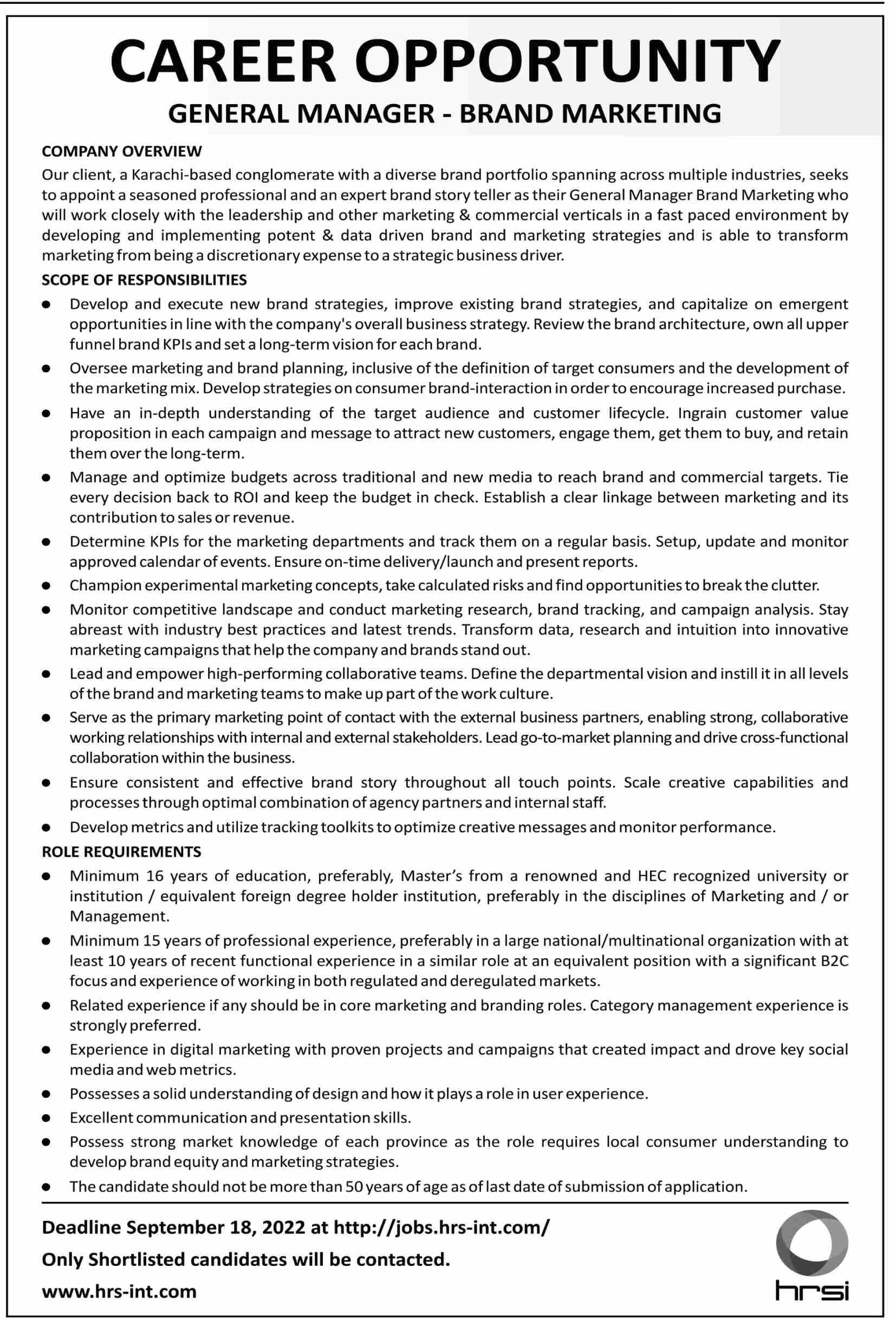 Karachi Based Company Jobs September 2022