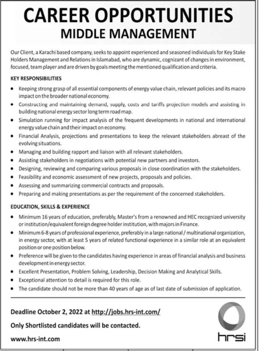 Karachi Based Company Jobs September 2022