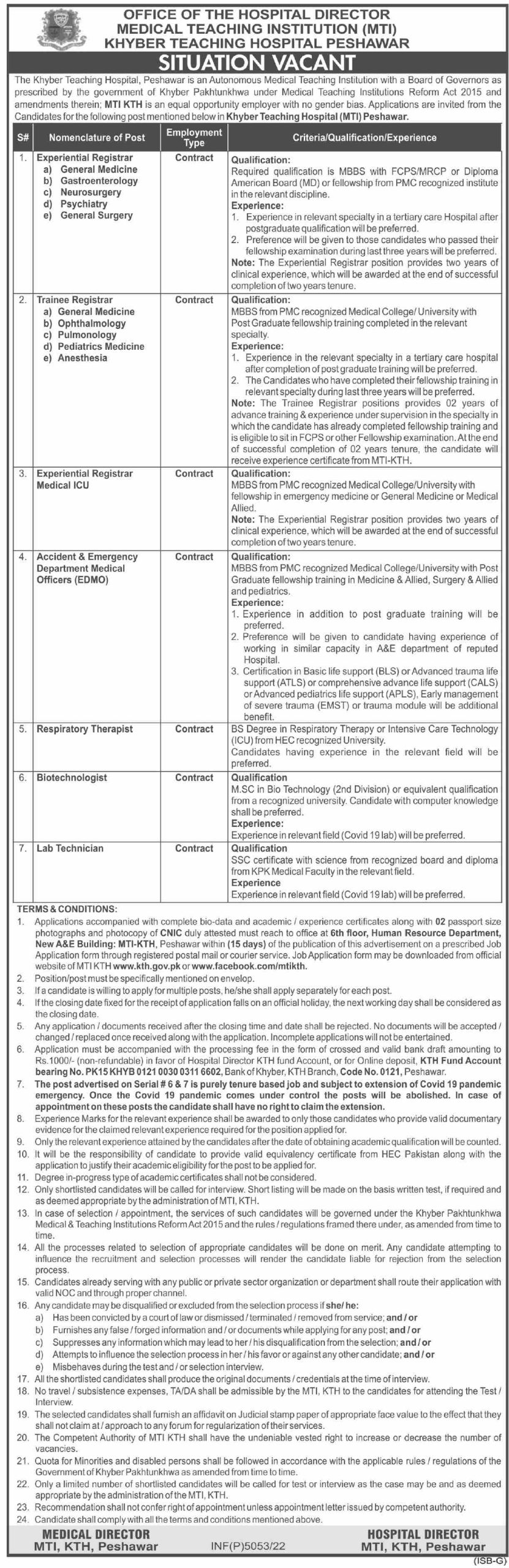 MTI Bannu Jobs September 2022