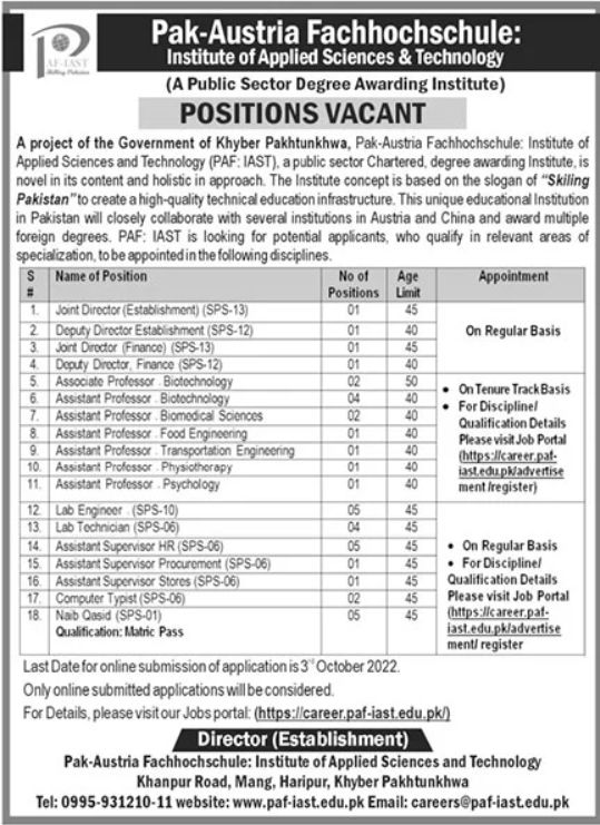 PAF-IAST Jobs September 2022