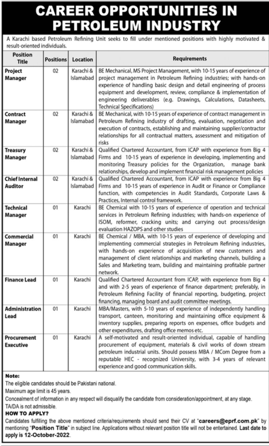 Petroleum Refining Unit Jobs September 2022