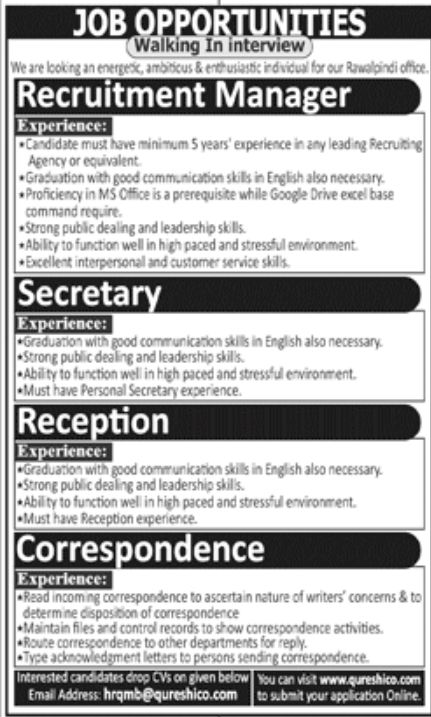 Private Sector Rawalpindi Jobs September 2022