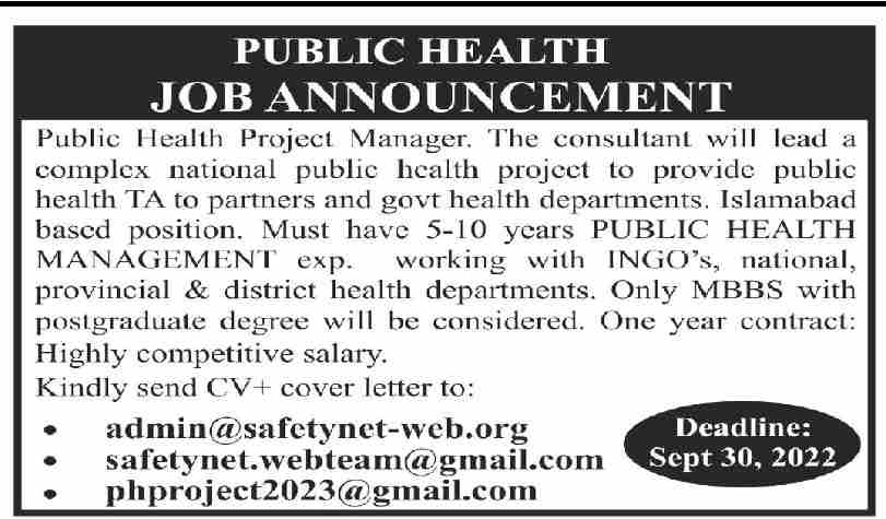 Public Health Jobs September 2022