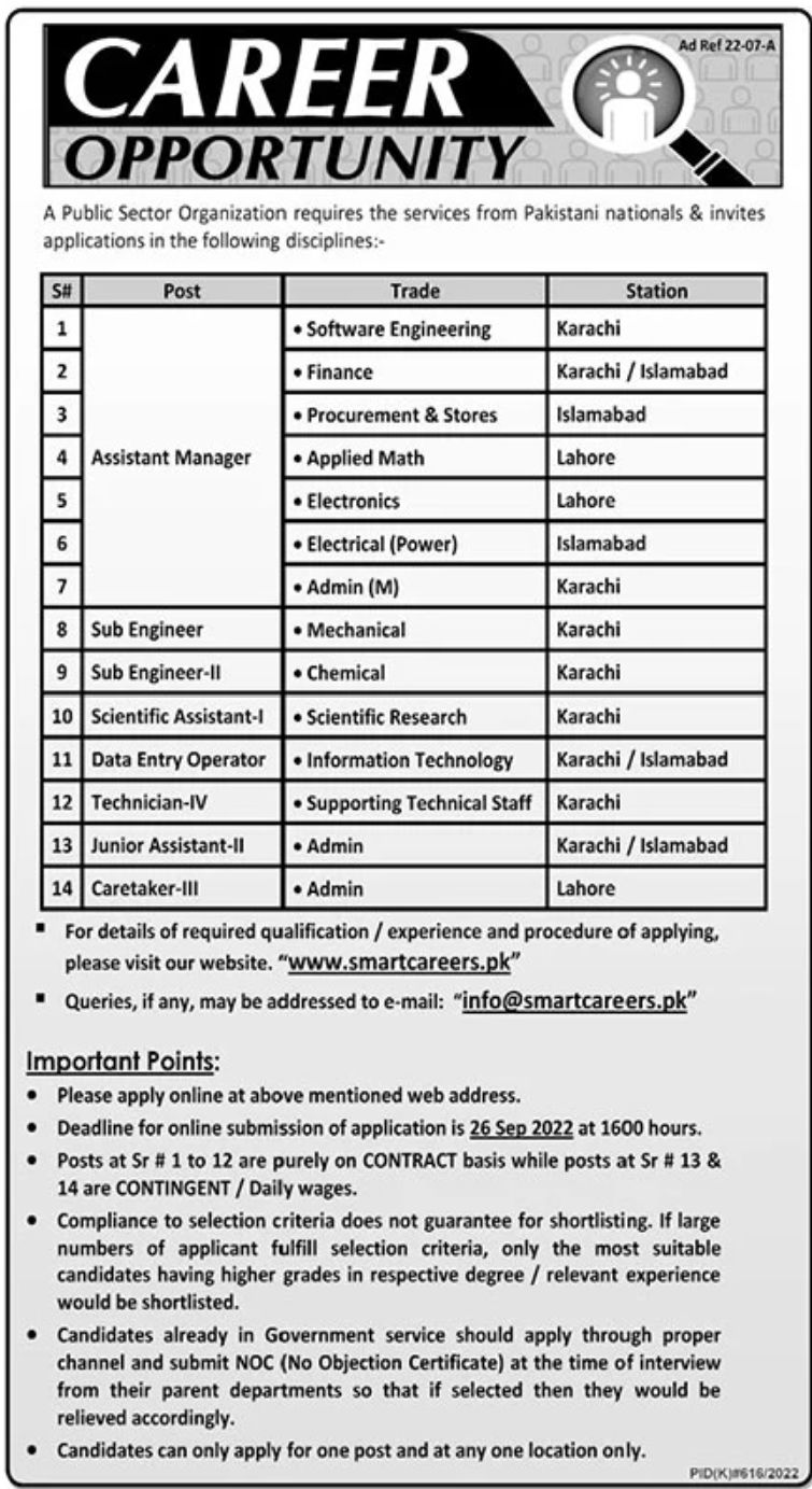 Public Sector Organization Jobs September 2022