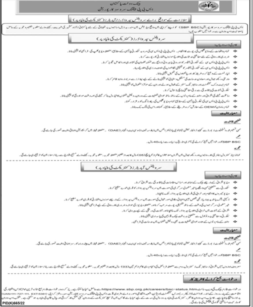 State Bank of Pakistan SBP Jobs September 2022