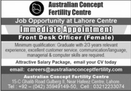 Australian Concept Fertility Centre Jobs October 2022