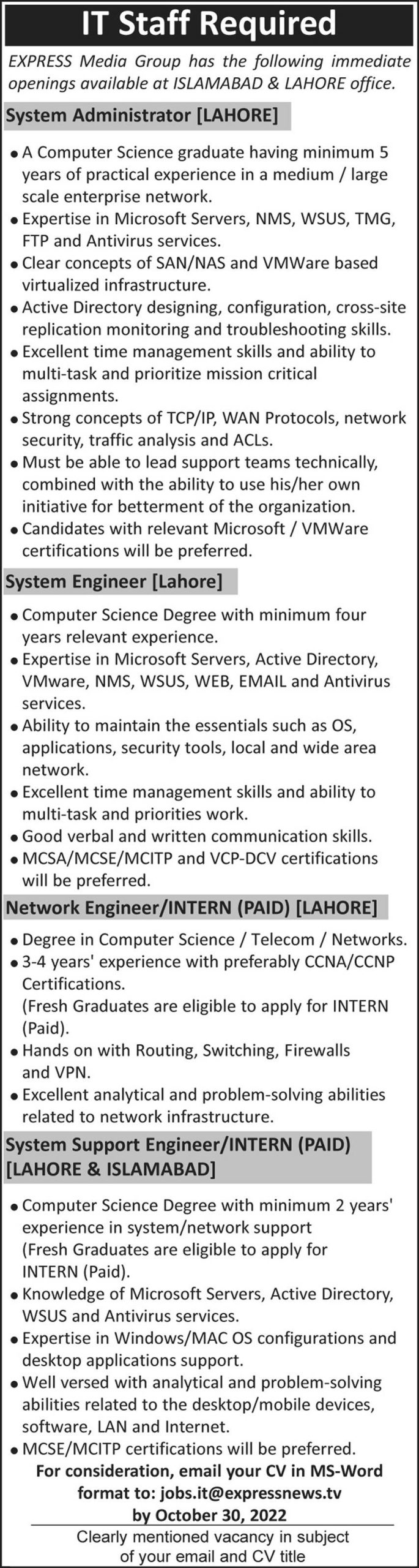Express Media Group Jobs October 2022