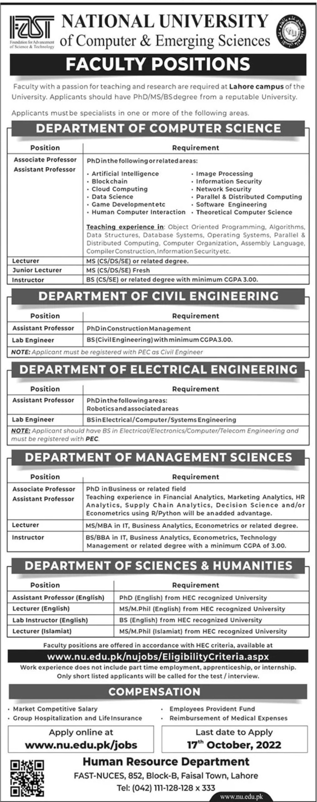 FAST National University Jobs October 2022