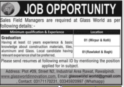Glass World Jobs October 2022