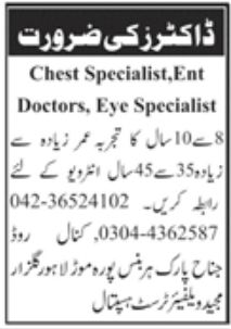Gulzar Majeed Welfare Trust Hospital Jobs October 2022