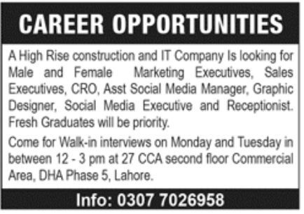 High Rise Construction and IT Company Jobs October 2022