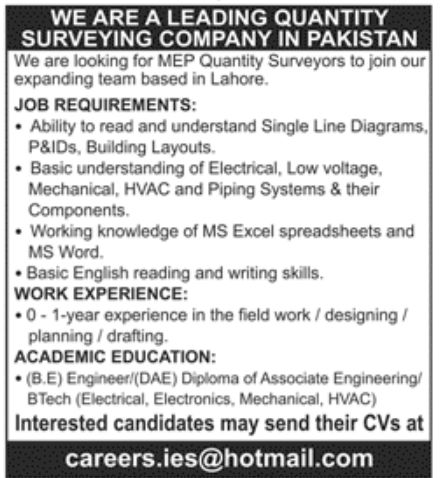Leading Quantity Surveying Company Jobs October 2022