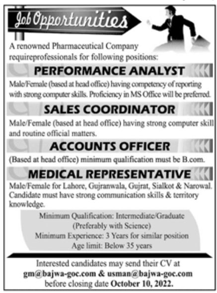 Pharmaceutical Company Jobs October 2022