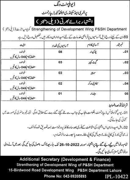 Primary & Secondary Healthcare Department Jobs October 2022