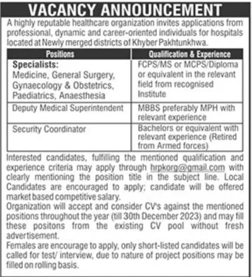 Reputable Healthcare Organization Jobs October 2022