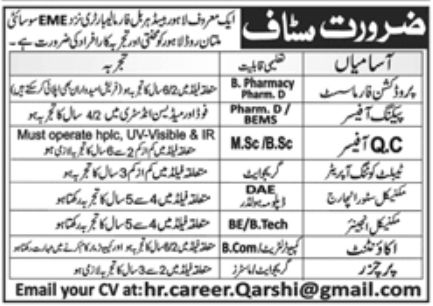 Reputed Lahore Herbal Pharma Laboratories Jobs October 2022