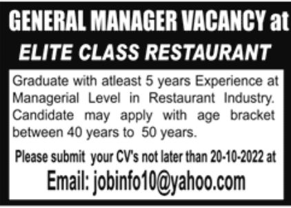 Restaurant Jobs October 2022