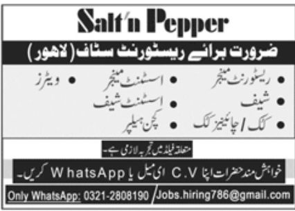 Salt'n Pepper Jobs October 2022