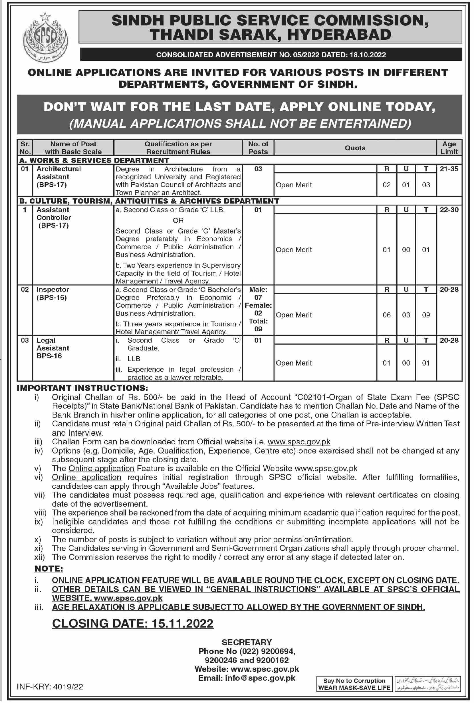Sindh Public Service Commission Jobs October 2022