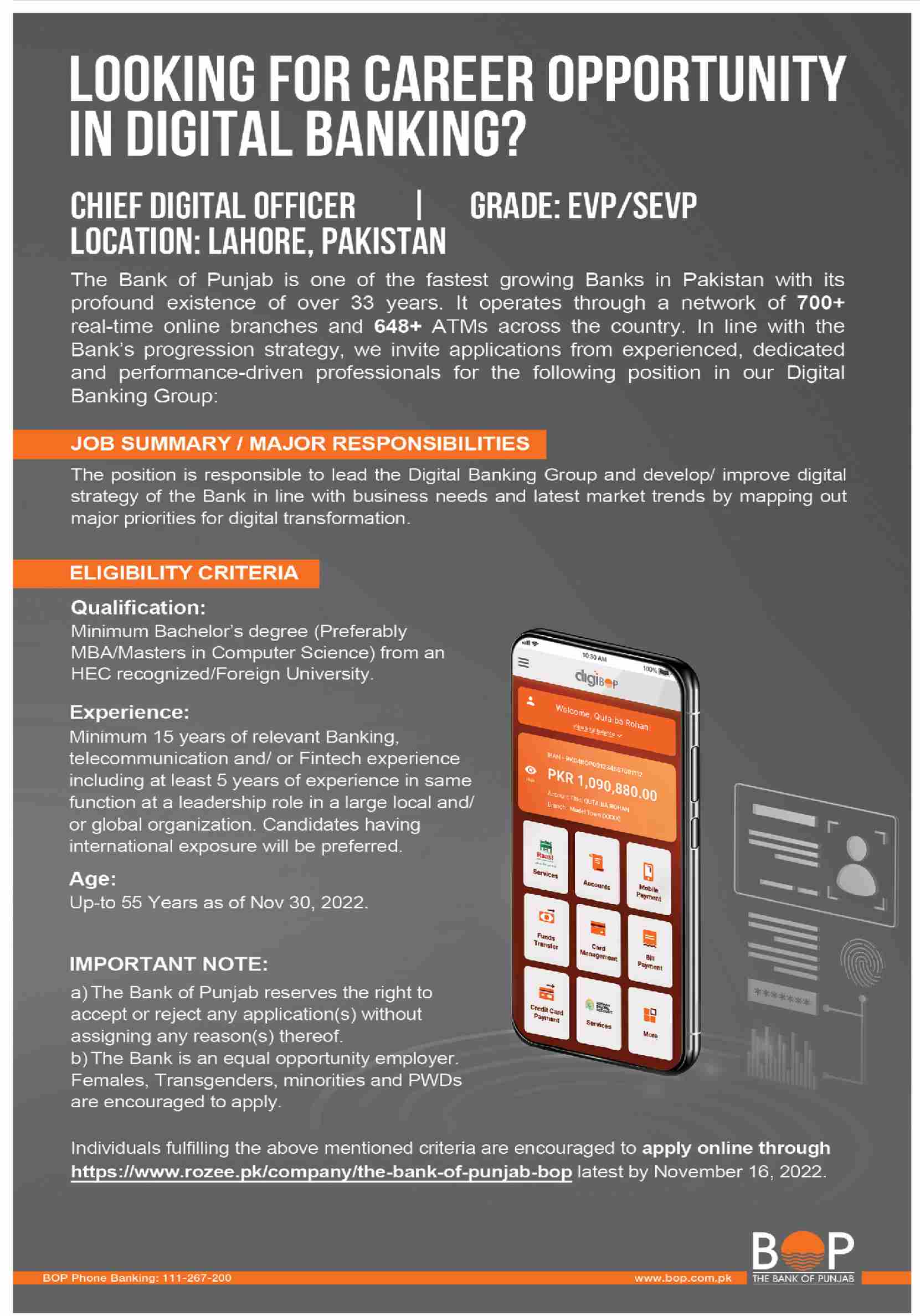 The Bank of Punjab Jobs October 2022