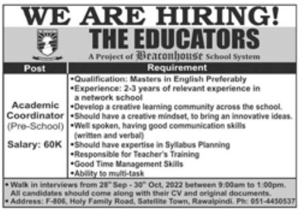 The Educators Jobs October 2022