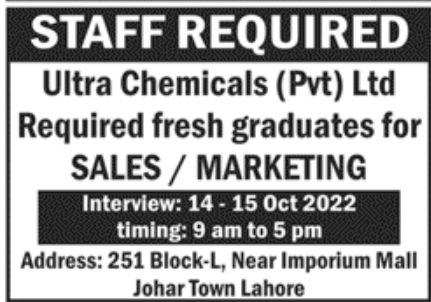 Ultra Chemicals Pvt Ltd Jobs October 2022
