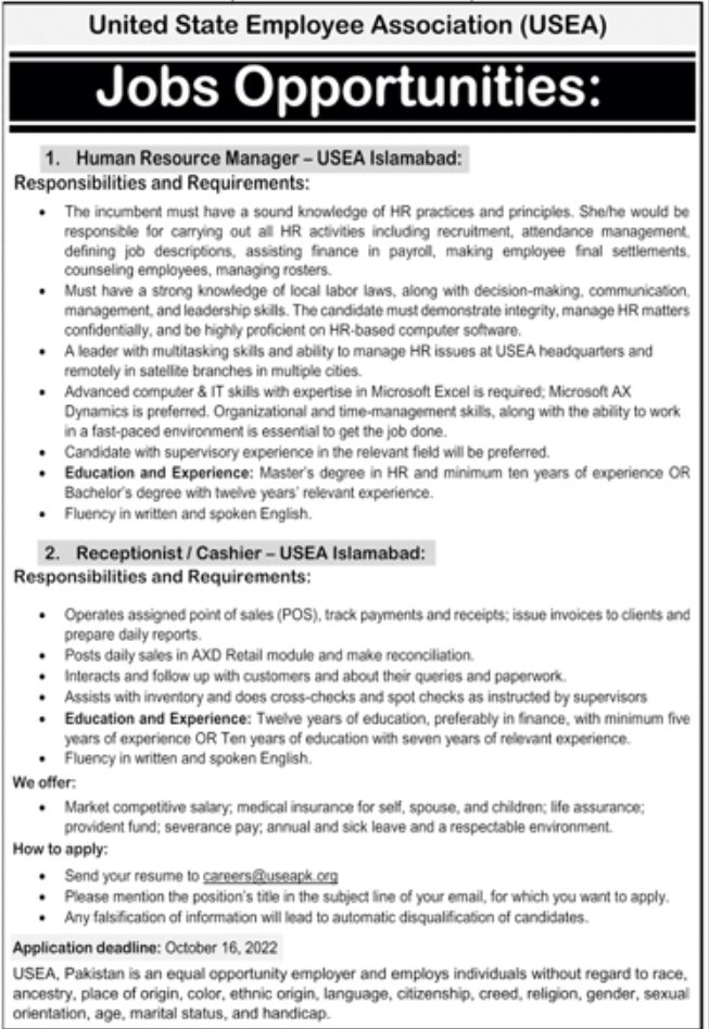 United State Employee Association USEA Jobs October 2022