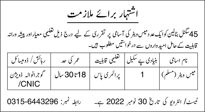 45 Signal Battalion Jobs November 2022