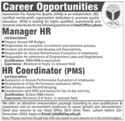 AFAQ Jobs November 2022