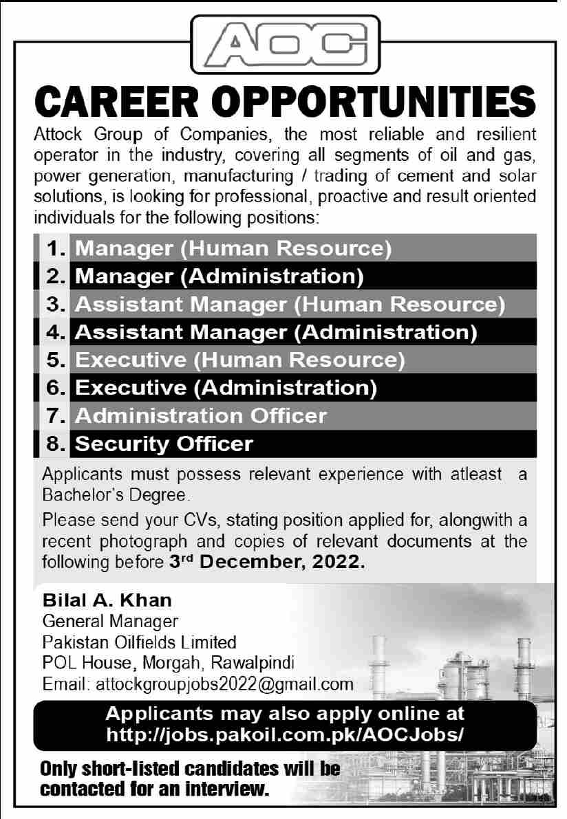 Attock Group of companies Jobs November 2022