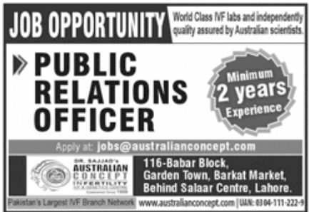 Australian Concept Lahore Jobs November 2022