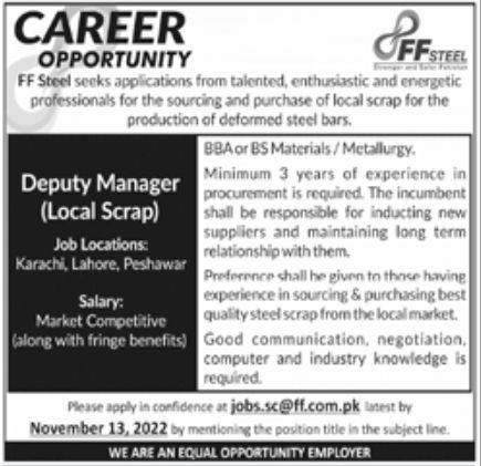 FF Steel Jobs November 2022