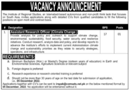 Institute of Regional Studies Jobs November 2022