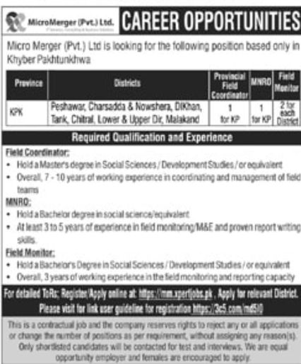 Micro Merger Pvt Ltd Jobs November 2022