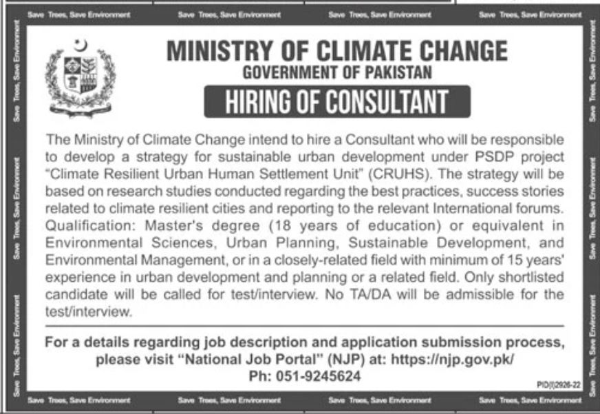 Ministry of Climate Change Jobs November 2022