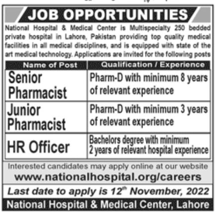 National Hospital & Medical Center Jobs November 2022
