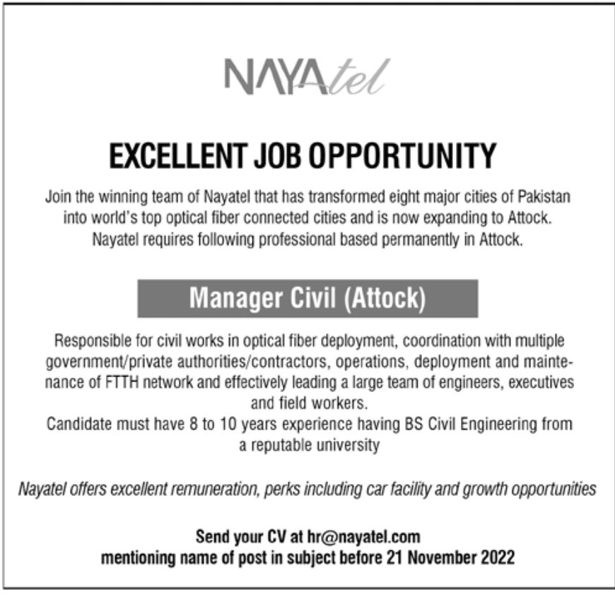 Nayatel Jobs November 2022