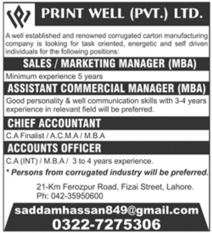 PRINT Well Pvt Ltd Jobs November 2022