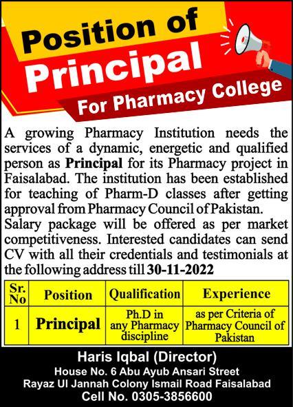 Pharmacy Institution Jobs November 2022